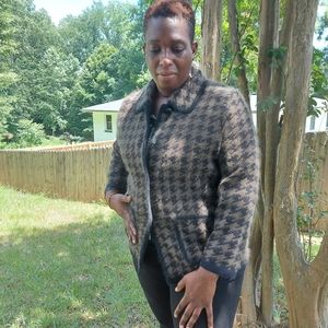 Venesha Houndstooth Lined Angora Coat Eize Large